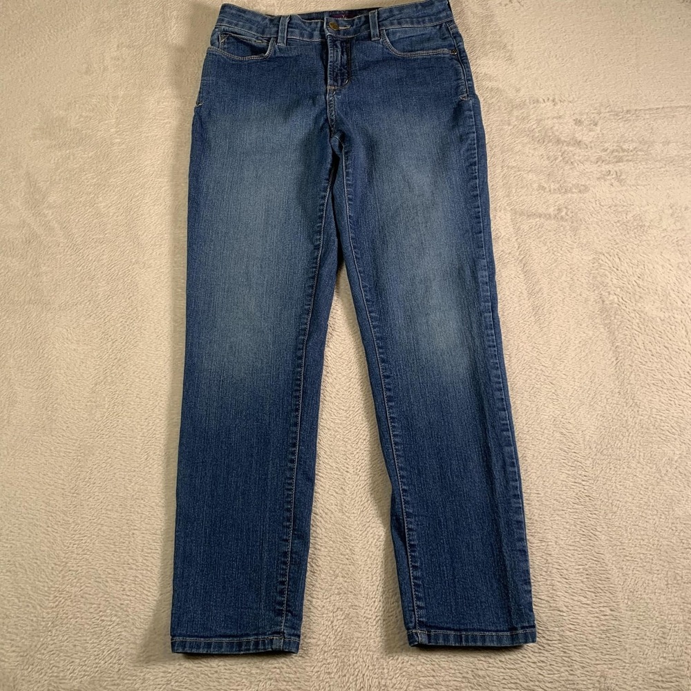 NYDJ Jeans Womens 4 Blue Clarissa Ankle Lift Tuck Stretch Denim USA Mid Rise